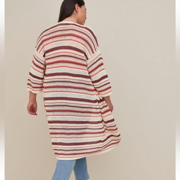 NWT- Torrid Size: 4 ~ Kimono Cardigan Cotton Multi Stripe - Picture 4 of 7